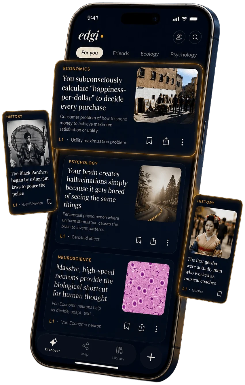 The edgi feed on iPhone, showing 60-second lessons.